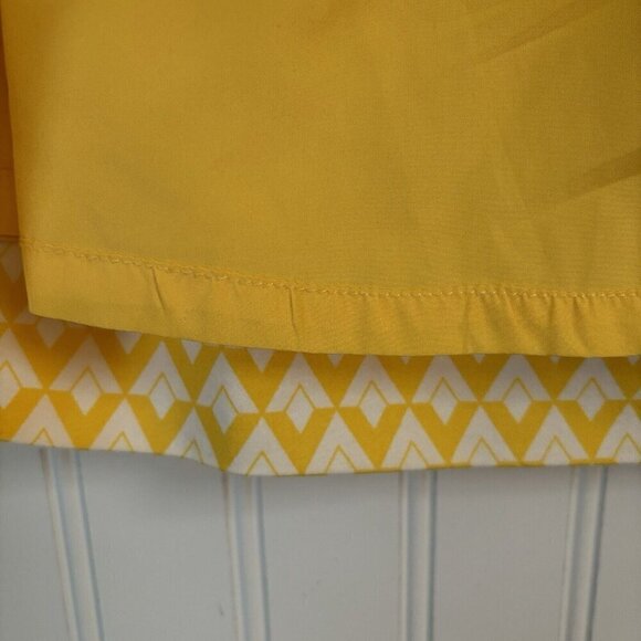 Downeast Womens Small A-line Skirt Yellow White Chevron Pockets Lined Side Zip - Picture 6 of 12